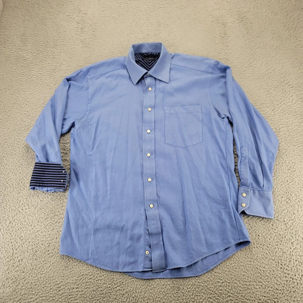 Ted Baker Shirt Mens 15.5 32/33 Blue‎ Flip Cuff Long Sleeve Button Up London